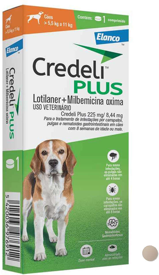 Antipulgas Credeli Plus 225 mg para Cães de 5,5 a 11Kg - 1 Comprimido
