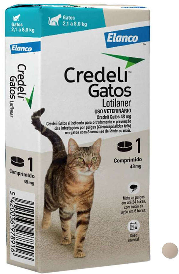 Antipulgas Credeli 48 mg para Gatos de 2,1 a 8Kg - 1 Comprimido