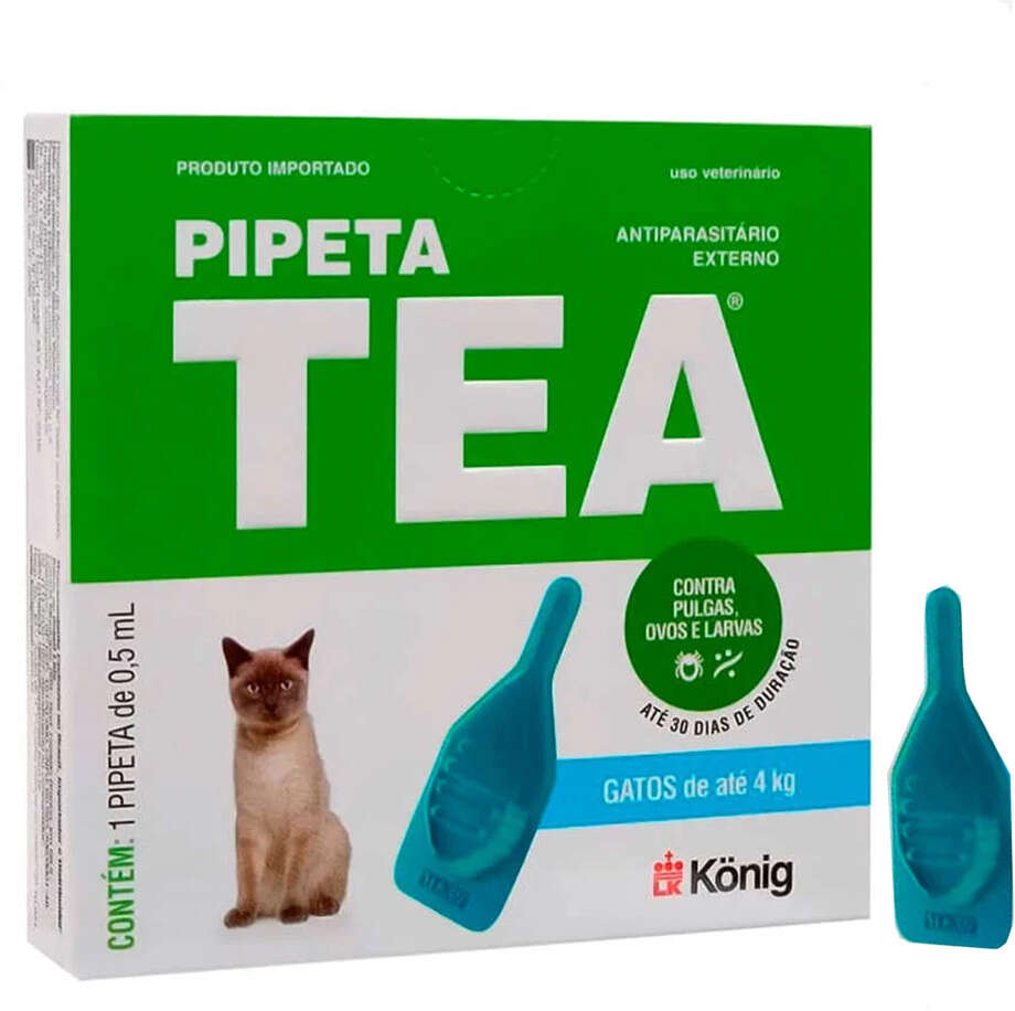 Antiparasitário Externo TEA Pipeta Até 4Kg 0,5 mL para Gatos - 1 Pipeta