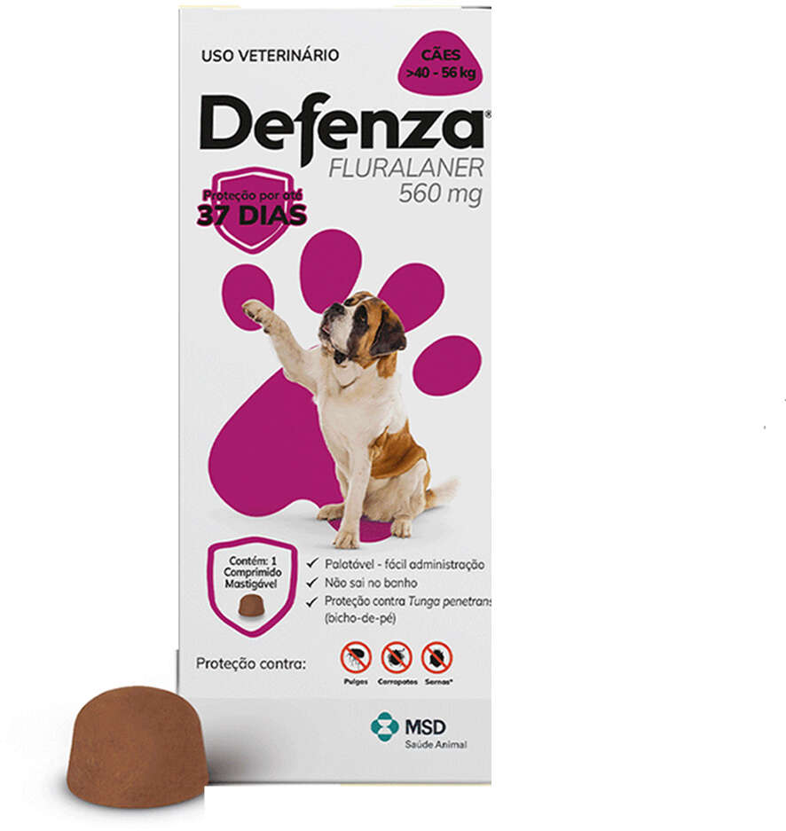 Antiparasitário Defenza 560 mg para Cães de 40 a 56Kg - 1 Comprimido