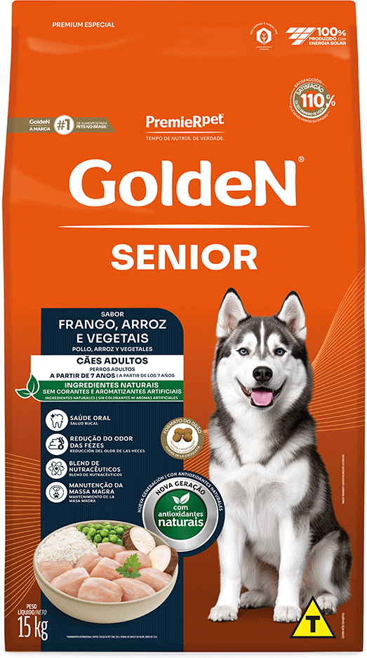 Ração Seca PremieR Pet Golden Formula Cães Sênior Frango e Arroz - 15Kg