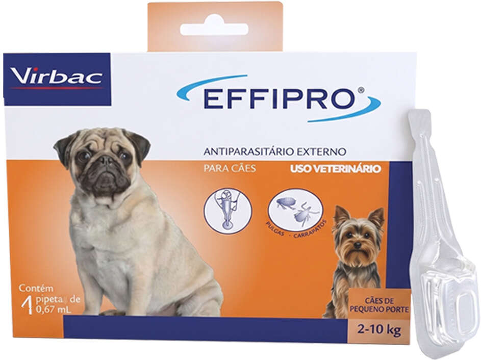 Antipulgas e Carrapatos Effipro 67 mg para Cães de 2 a 10Kg - 1 Pipeta