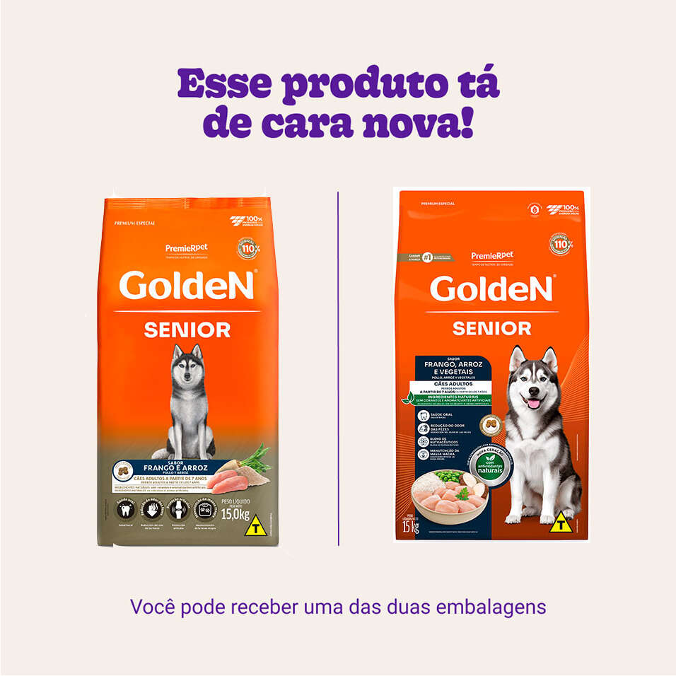 Ração Seca PremieR Pet Golden Formula Cães Sênior Frango e Arroz - 15Kg