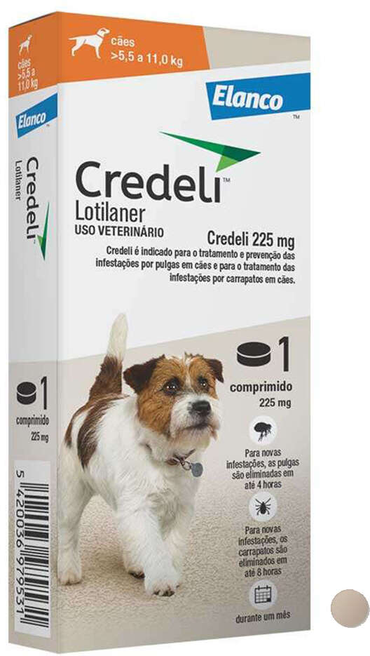 Antipulgas e Carrapatos Credeli 225 mg para Cães de 5,5 a 11Kg - 1 Comprimido