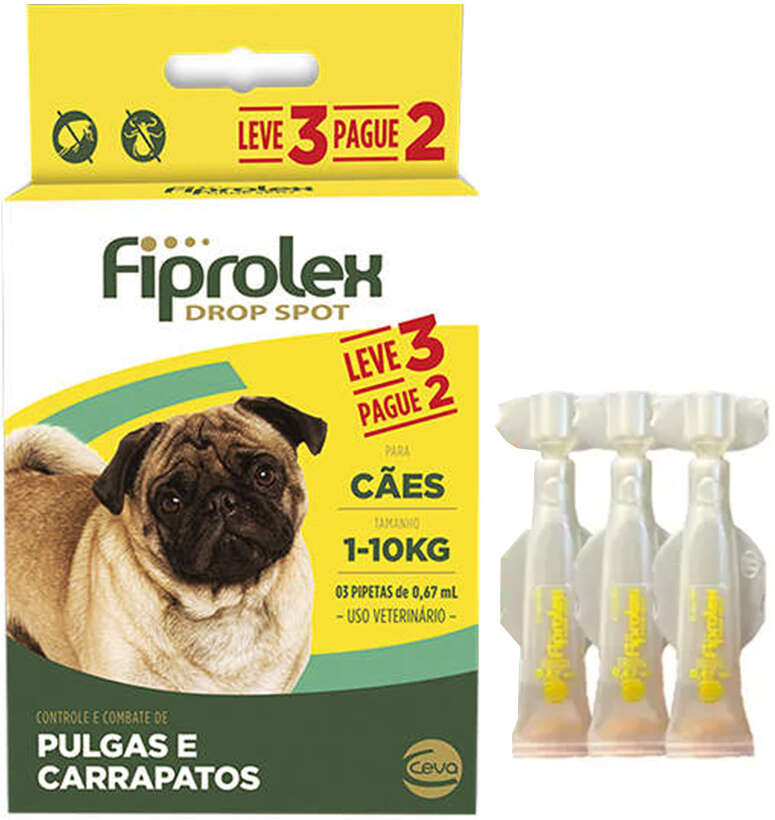 Antipulgas e Carrapatos Ceva Fiprolex Drop Spot de 0,67 mL para Cães até 10Kg - Leve 3 Pague 2