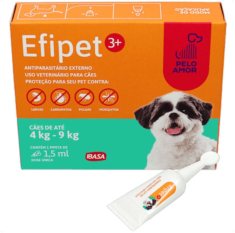 Antiparasitário Externo Ibasa Efipet para Cães de 4Kg á 9Kg - 1 Pipeta