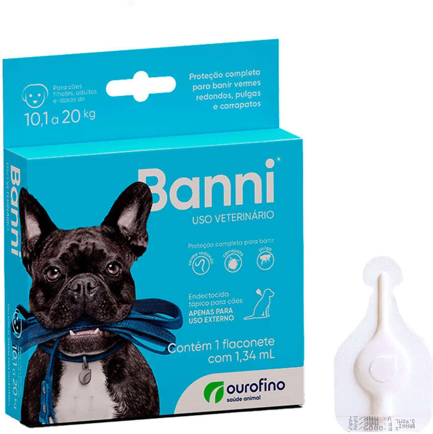 Antipulgas Banni 167,5 mg para Cães de 10,1 a 20Kg - 1 Pipeta