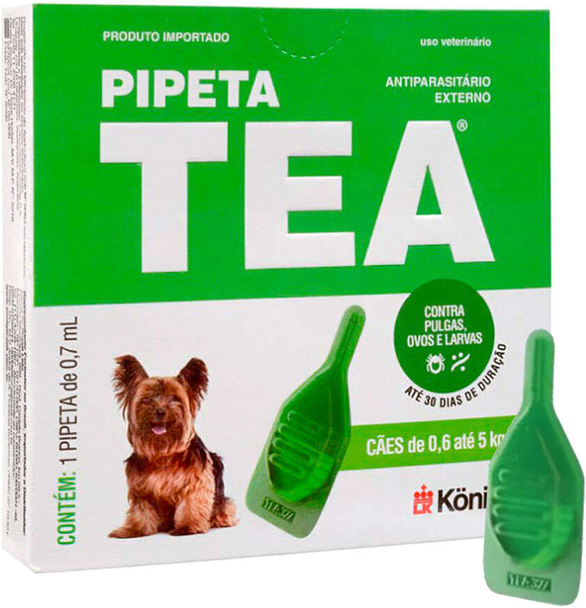 Antiparasitário Externo TEA Pipeta de 0,6 a 5Kg 0,7 mL para Cães - 1 Pipeta
