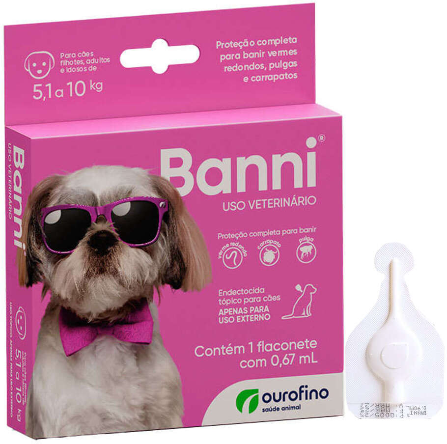 Antipulgas Banni 83,75 mg para Cães de 5,1 a 10Kg - 1 Pipeta