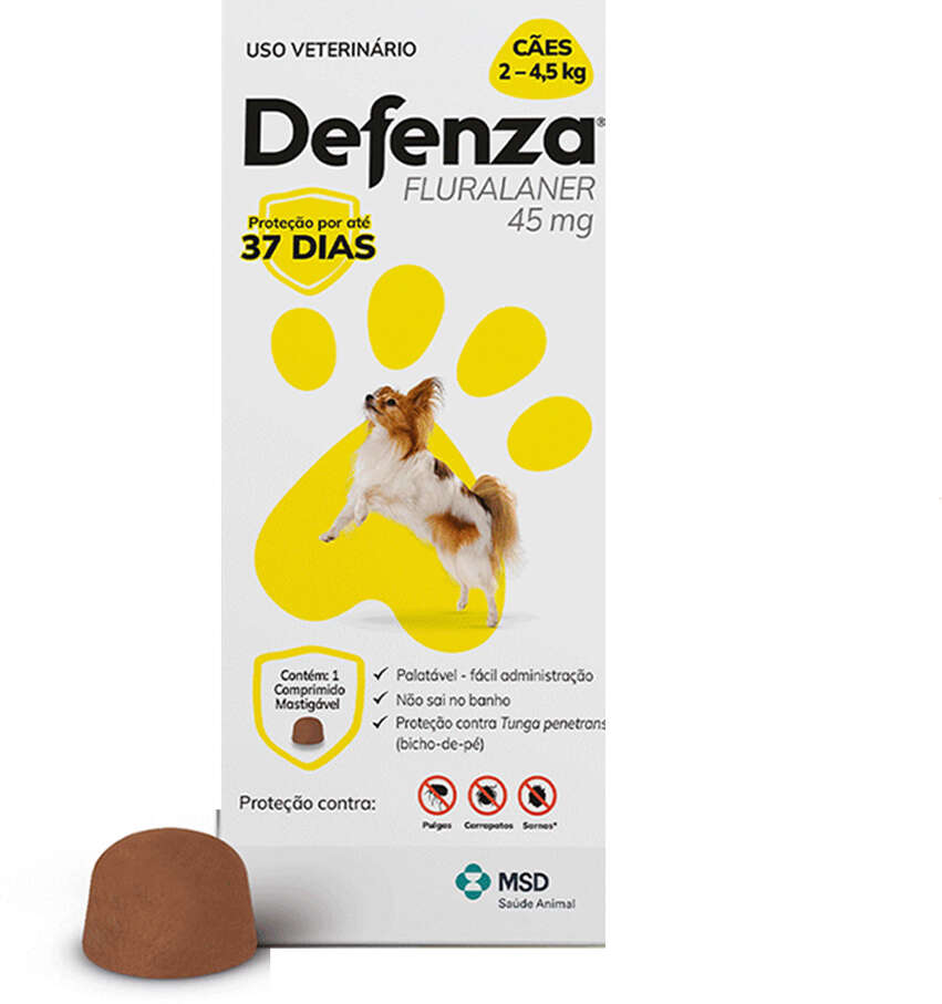 Antiparasitário Defenza 45 mg para Cães de 2 a 4,5Kg - 1 Comprimido