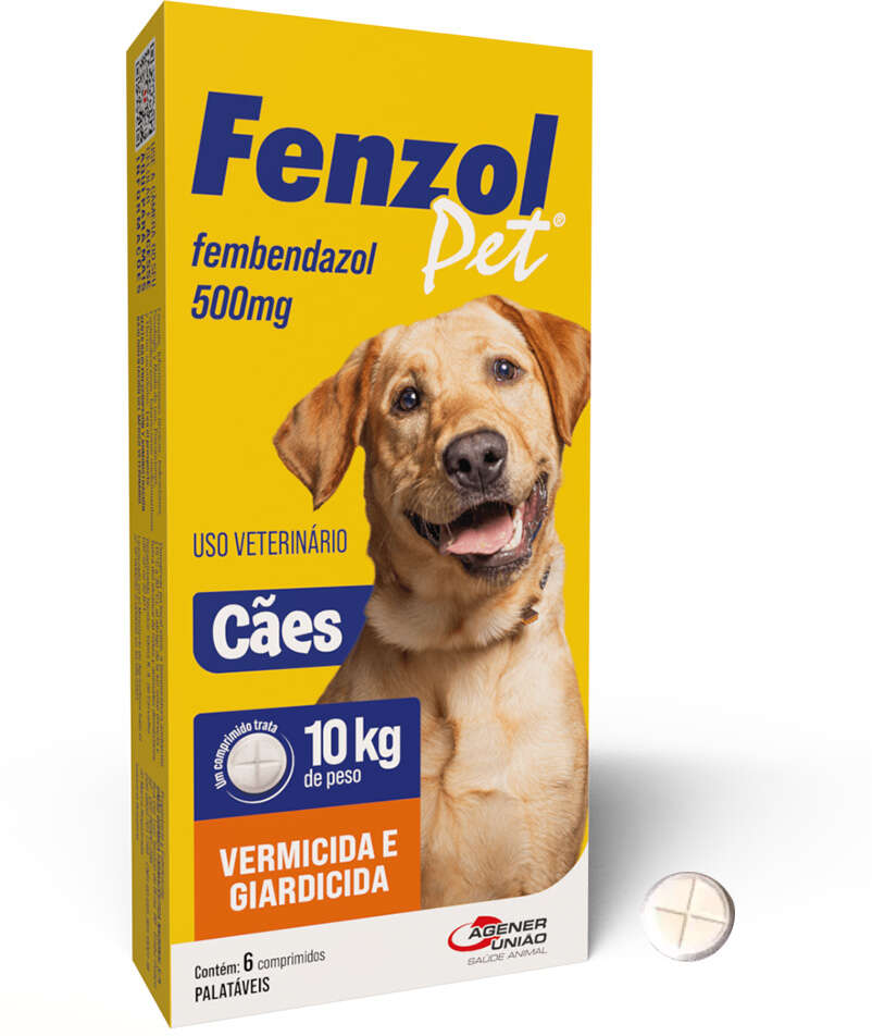 Antiparasitário Fenzol Pet 500 mg para Cães - 6 Comprimidos
