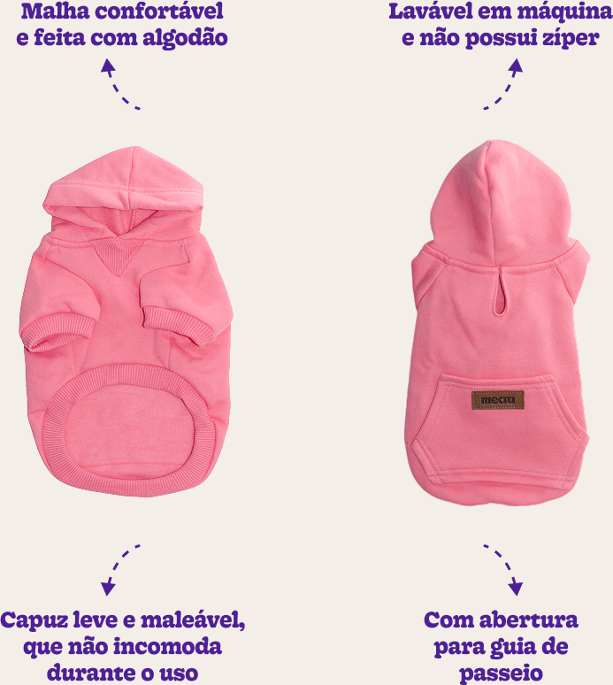 Moletom Meau com Capuz Rosa - Tam. 04