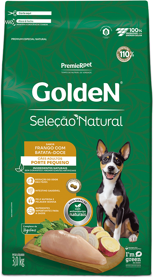 Ração Seca GoldeN Seleção Natural Frango com Batata Doce para Cães Adultos de Porte Pequeno - 3Kg