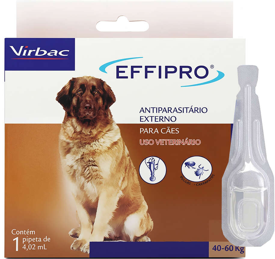Antipulgas e Carrapatos Effipro 402 mg para Cães de 40 a 60Kg - 1 Pipeta