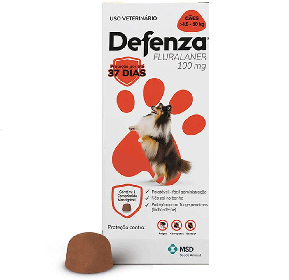 Antiparasitário Defenza 100 mg para Cães de 4,5 a 10Kg - 1 Comprimido