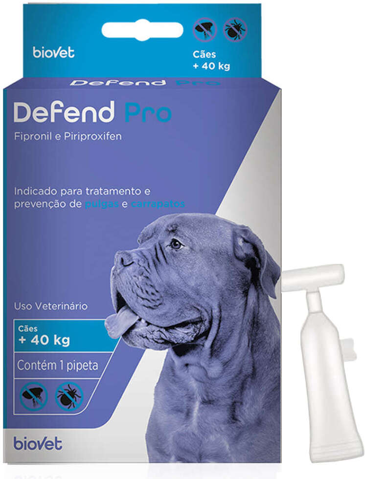 Antipulgas e Carrapatos Biovet Defend Pro para Cães de 40Kg - 1 Pipeta
