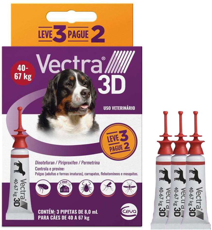 Vectra 3D para Cães de 40 a 67Kg 8 mL - 3 Pipetas