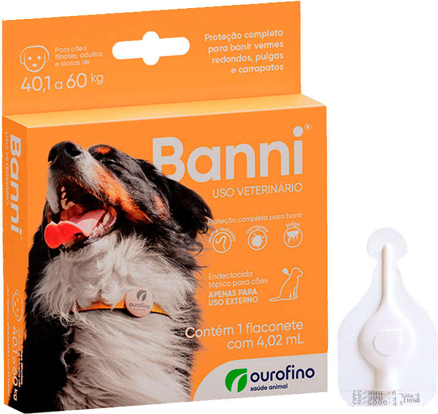 Antipulgas Banni 502,5 mg para Cães de 40,1 a 60Kg - 1 Pipeta