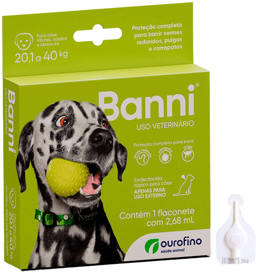 Antipulgas Banni 335 mg para Cães de 20,1 a 40Kg - 1 Pipeta
