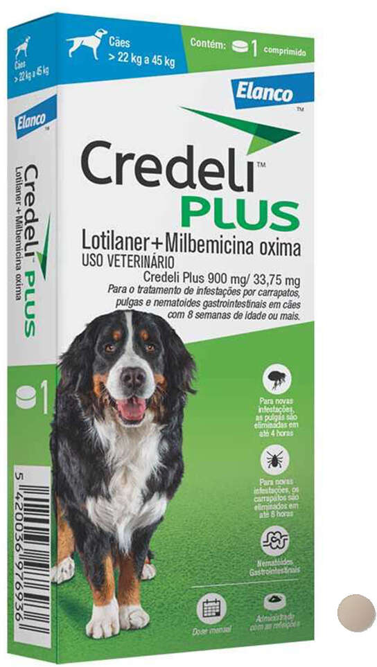Antipulgas Credeli Plus 900 mg para Cães de 22 a 45Kg - 1 Comprimido