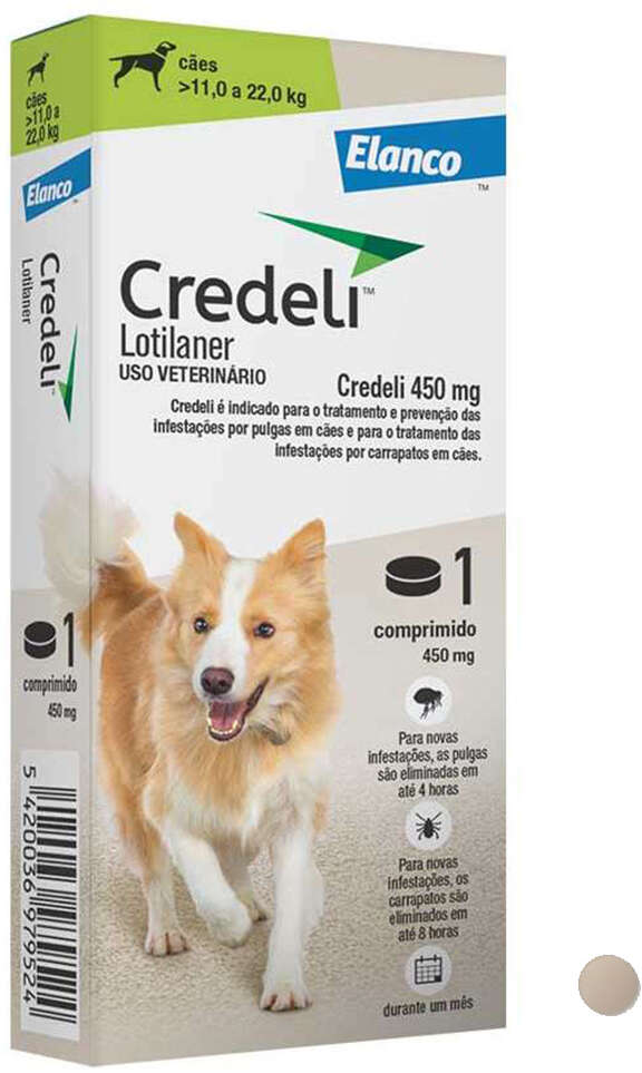 Antipulgas e Carrapatos Credeli 450 mg para Cães de 11 a 22Kg - 1 Comprimido
