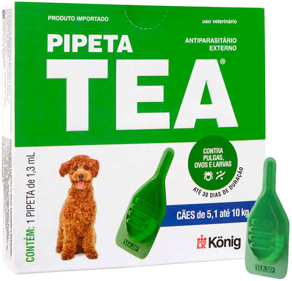 Antiparasitário Externo TEA Pipeta de 5,1 a 10Kg 1,3 mL para Cães - 1 Pipeta