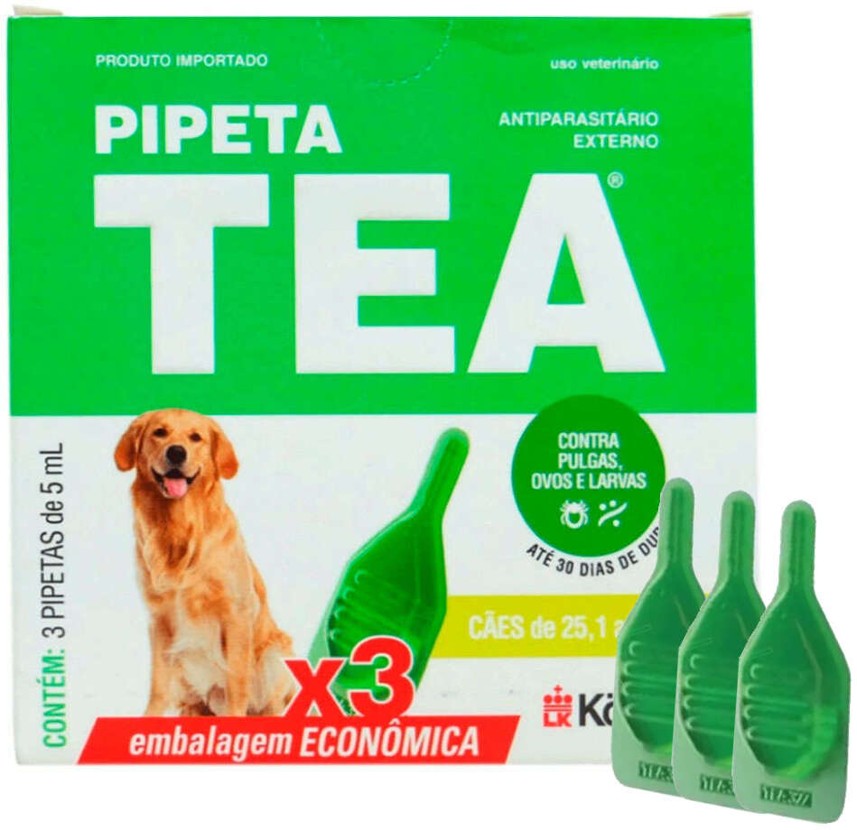 Antiparasitário Externo TEA Pipeta de 25,1 a 40Kg 5 mL para Cães - 3 Pipetas
