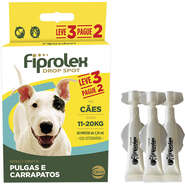 Antipulgas e Carrapatos Ceva Fiprolex Drop Spot de 1,34 mL para Cães de 11 a 20Kg - 3 Caixas (3 Pipetas)