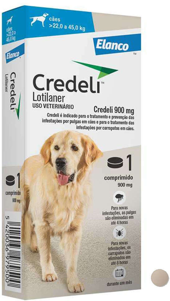 Antipulgas e Carrapatos Credeli 900 mg para Cães de 22 a 45Kg - 1 Comprimido