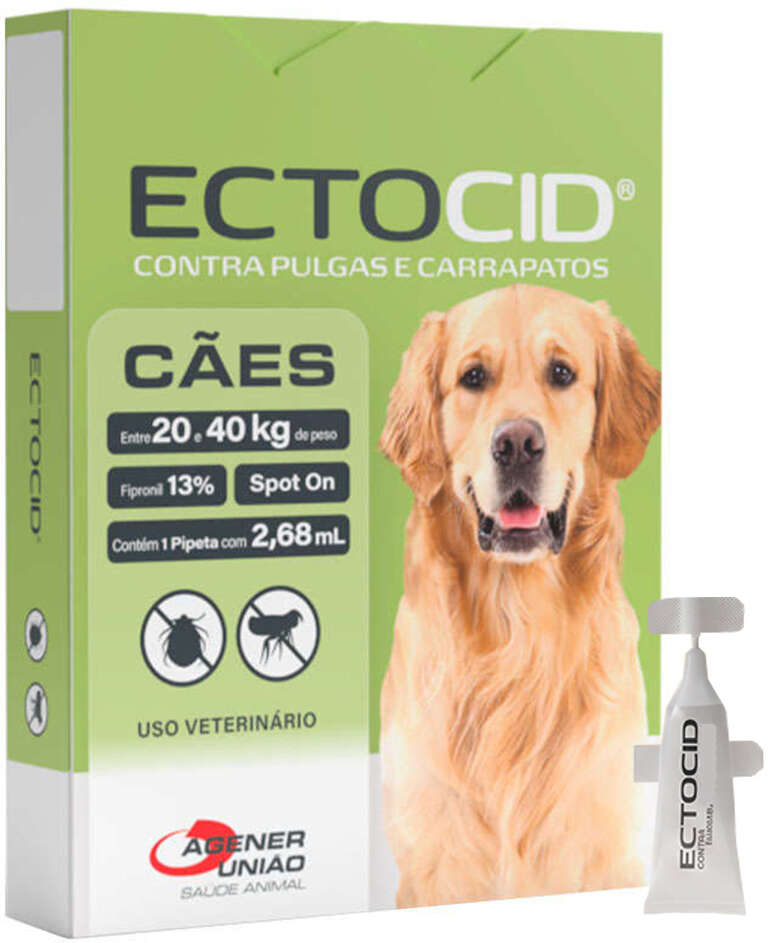 Antipulgas Agener Ectocid para Cães de 20 a 40Kg - 1 Pipeta