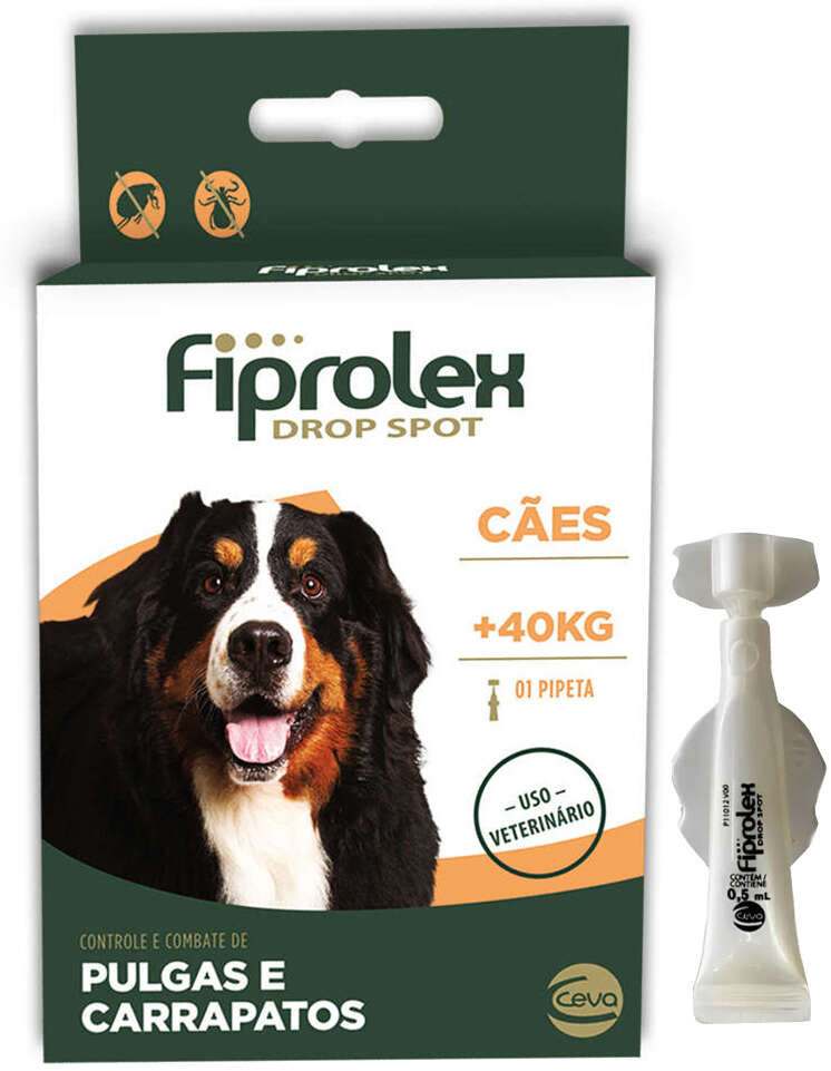 Antipulgas e Carrapatos Ceva Fiprolex Drop Spot de 4,02 mL para Cães Acima de 41Kg - 1 Pipeta