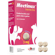 Endectocida Agener Mectimax Ivermectina Oral 3 Mg para Cães e Gatos - 4 Comprimidos