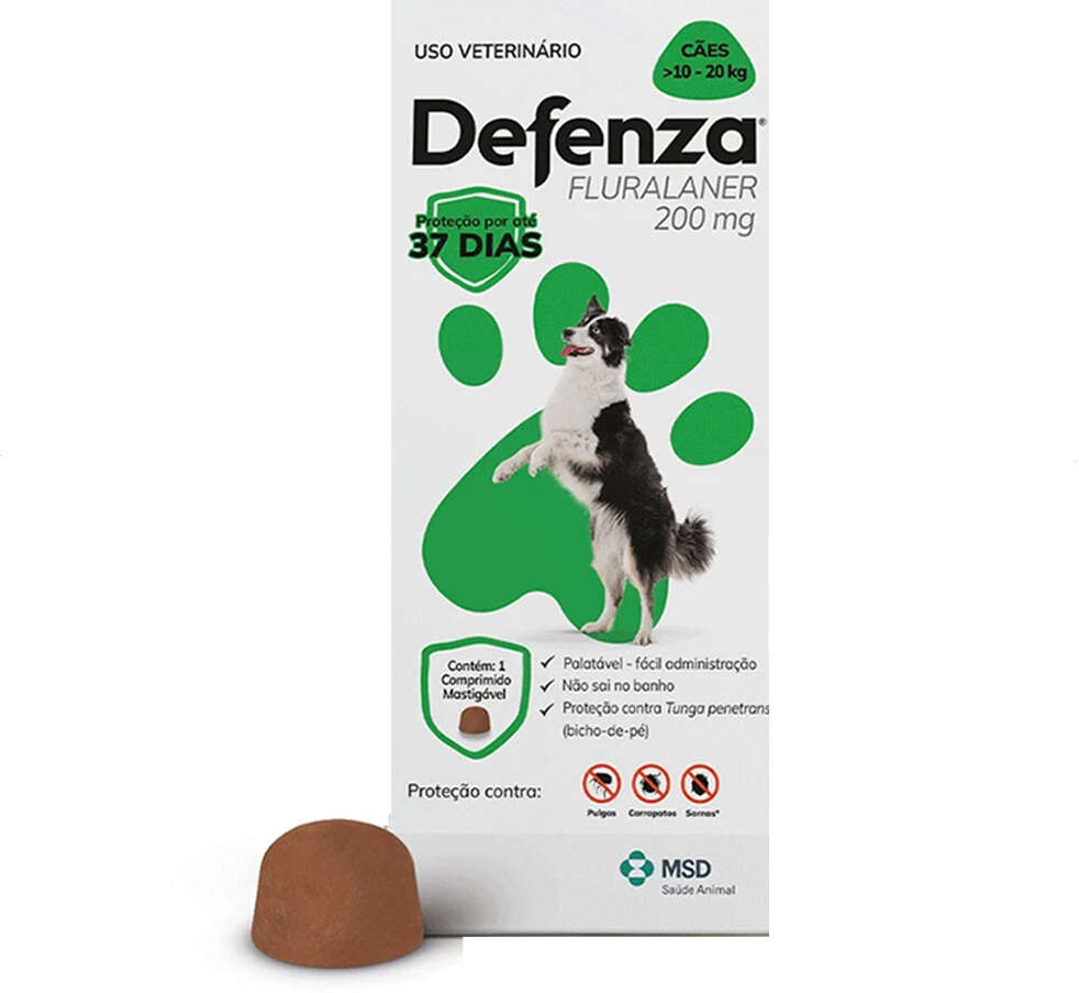 Antiparasitário Defenza 200 mg para Cães de 10 a 20Kg - 1 Comprimido