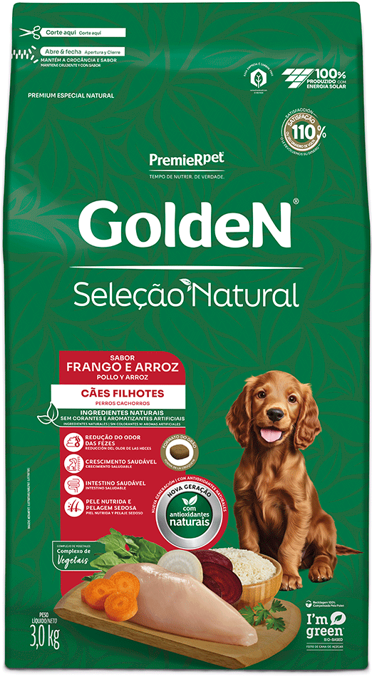 Ração Seca PremieR Pet Golden Seleção Natural para Cães Filhotes - 3Kg