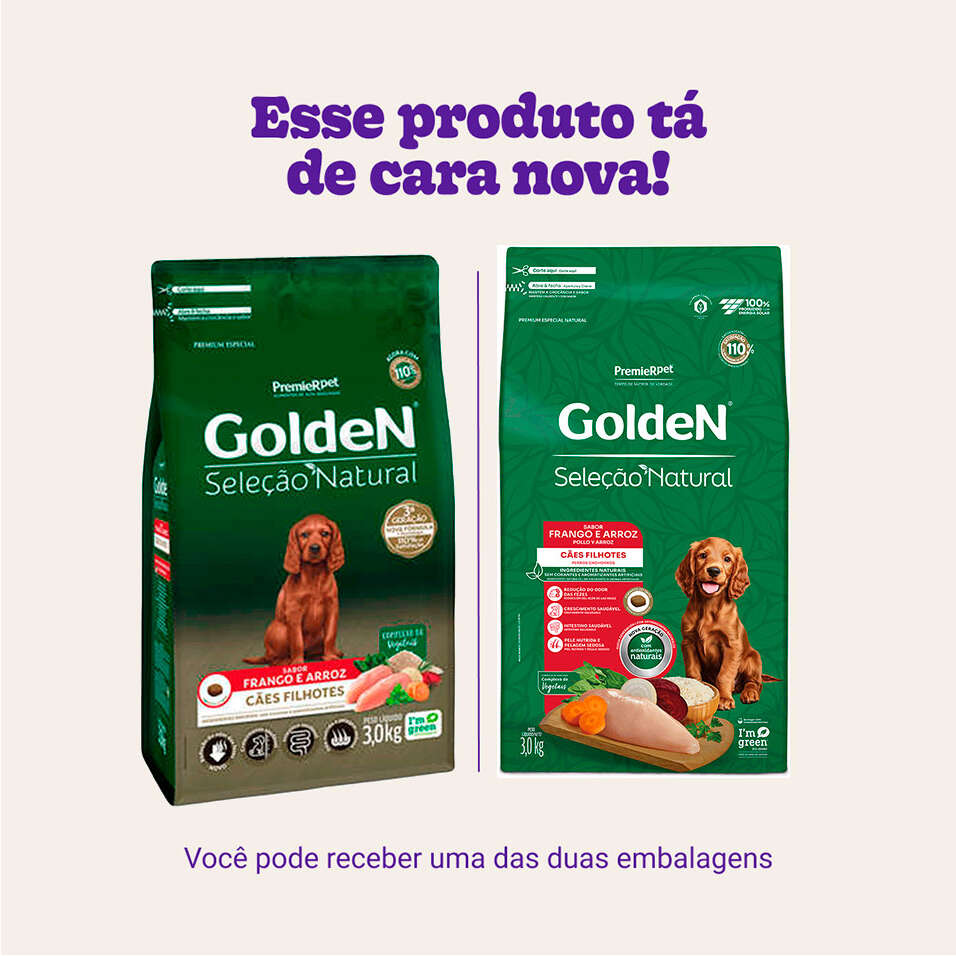 Ração Seca PremieR Pet Golden Seleção Natural para Cães Filhotes - 3Kg