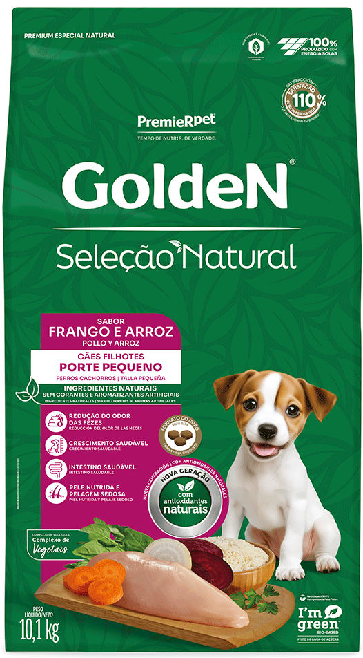Ração Seca PremieR Pet Golden Seleção Natural para Cães Filhotes Mini Bits - 10,1Kg