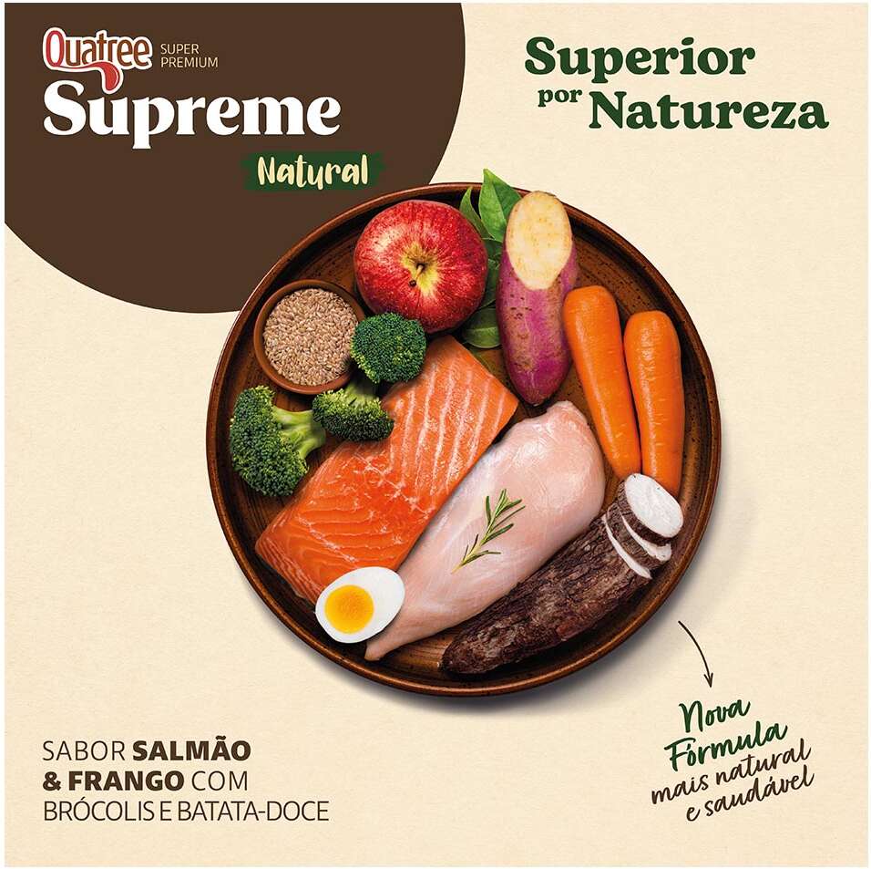 Ração Seca Quatree Supreme Light para Cães Adultos Castrados Raças Médias e Grandes sabor Frango e Salmão - 15Kg