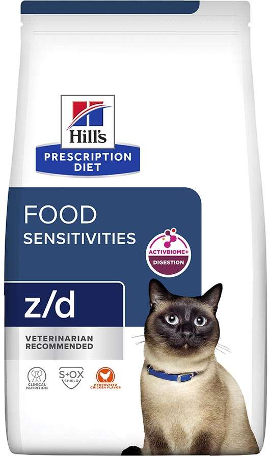 Ração Seca Hill's Prescription Diet z/d Alergia Alimentares a Pele para Gatos Adultos - 1,8Kg