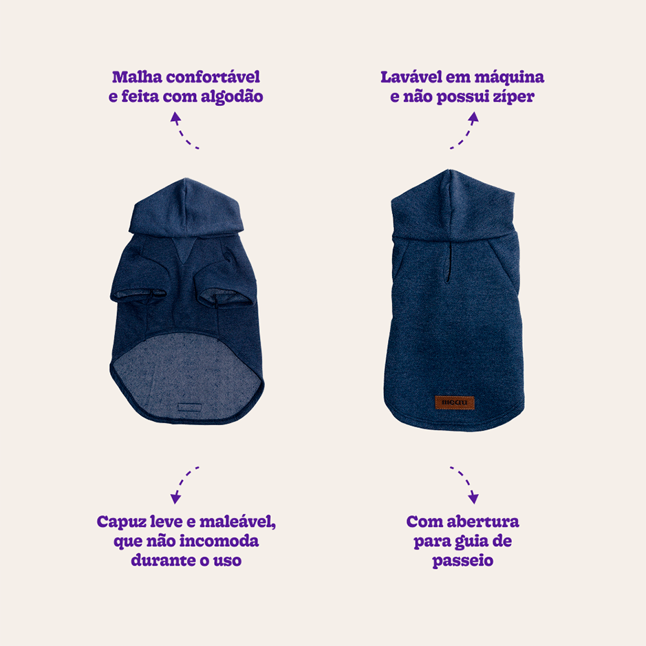 Moletom Meau Simples Azul Jeans - Tam. 09