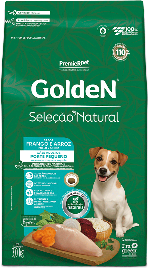 Ração Seca PremieR Pet Golden Seleção Natural para Cães Adultos Mini Bits - 3Kg