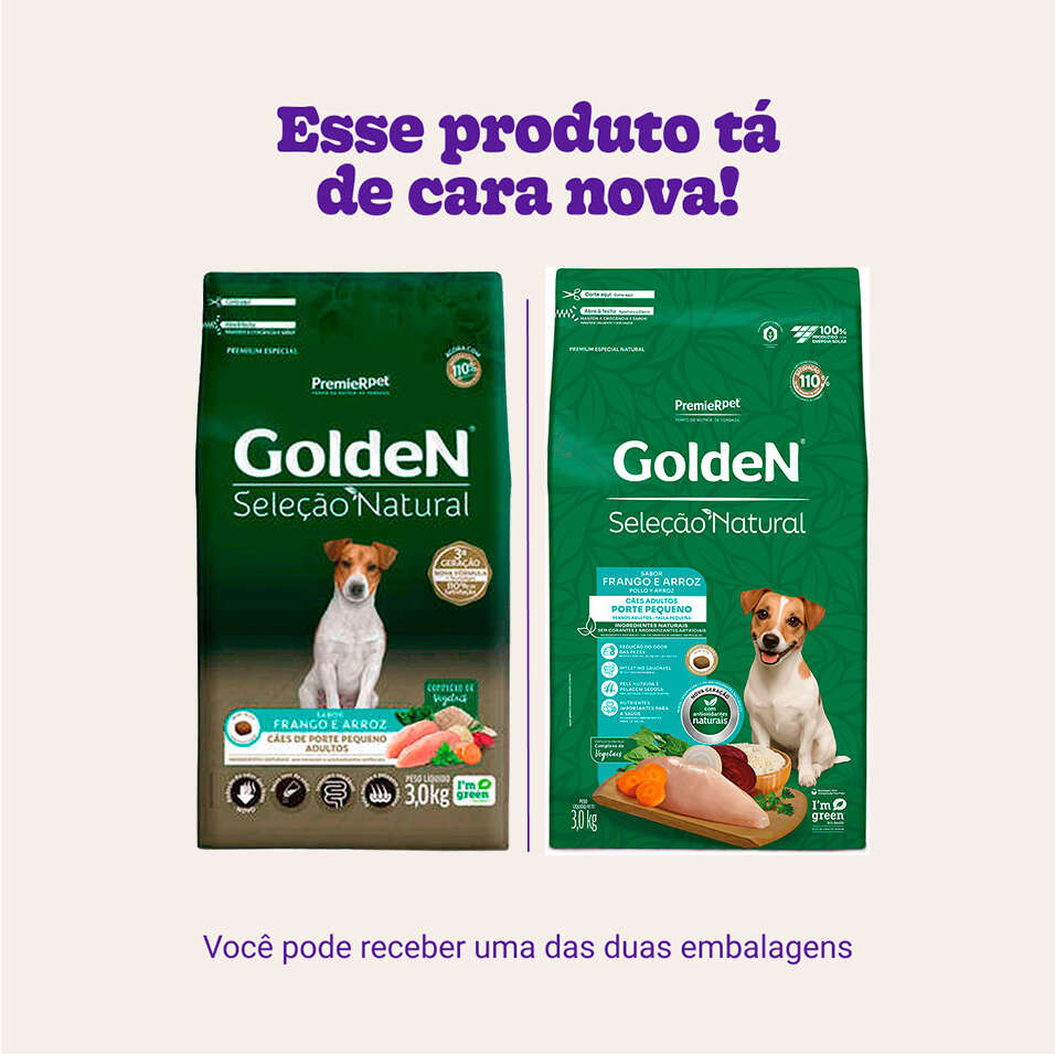 Ração Seca PremieR Pet Golden Seleção Natural para Cães Adultos Mini Bits - 3Kg