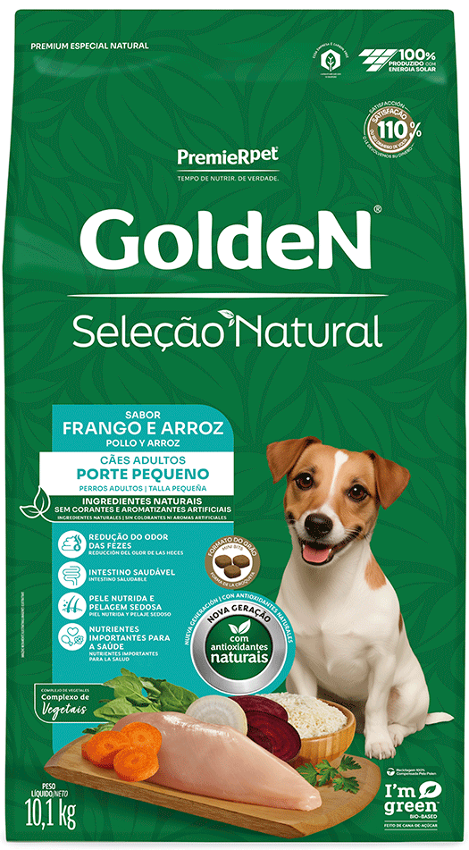 Ração Seca PremieR Pet Golden Seleção Natural para Cães Adultos Mini Bits - 10,1Kg