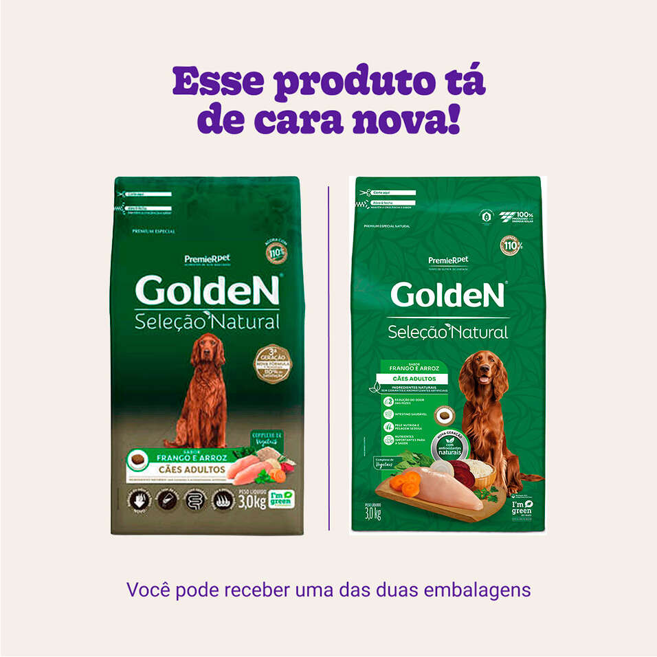Ração Seca PremieR Pet Golden Seleção Natural para Cães Adultos - 3Kg