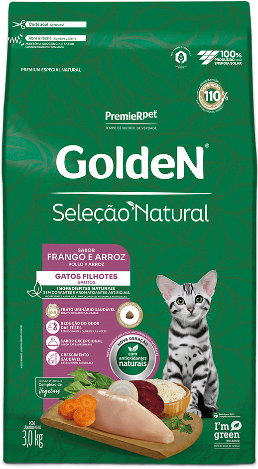 Ração Seca PremieR Pet Golden Seleção Natural para Gatos Filhotes - 3Kg