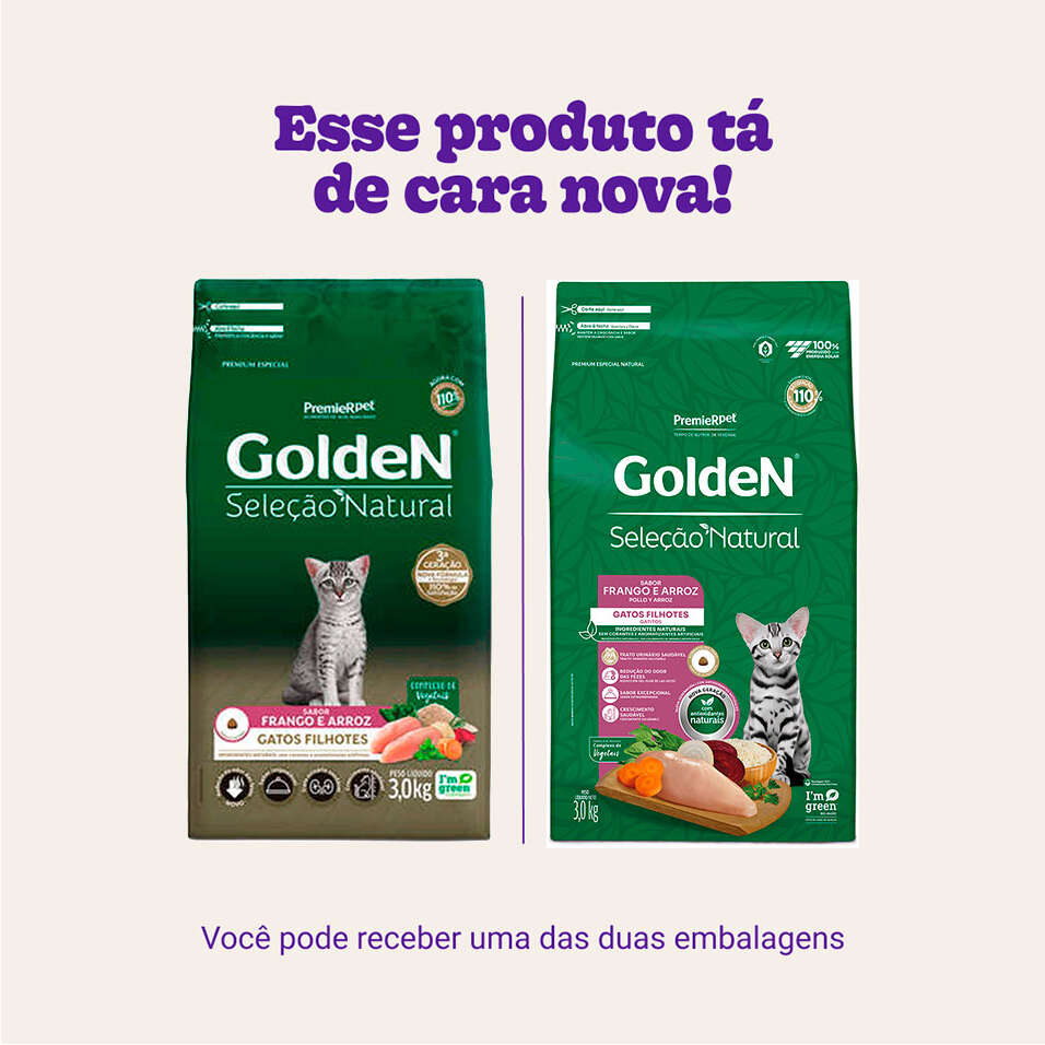Ração Seca PremieR Pet Golden Seleção Natural para Gatos Filhotes - 3Kg