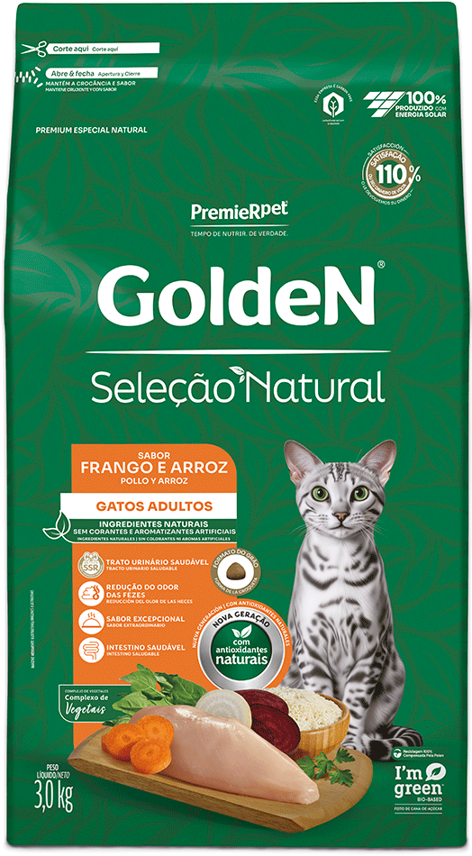 Ração Seca PremieR Pet Golden Seleção Natural para Gatos Adultos - 3Kg