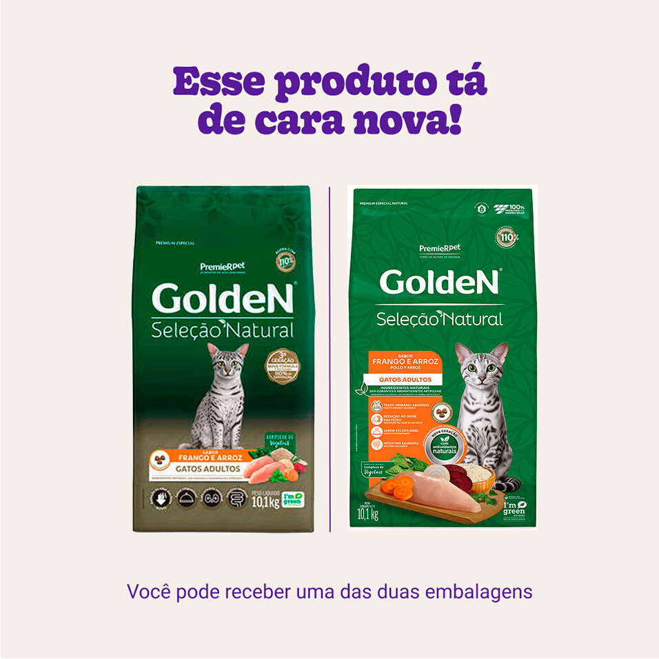 Ração Seca PremieR Pet Golden Seleção Natural para Gatos Adultos - 10,1Kg