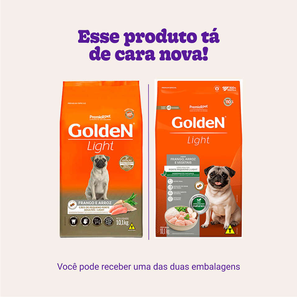 Ração Seca PremieR Pet Golden Formula Cães Adultos Light Mini Bits Frango e Arroz - 10Kg