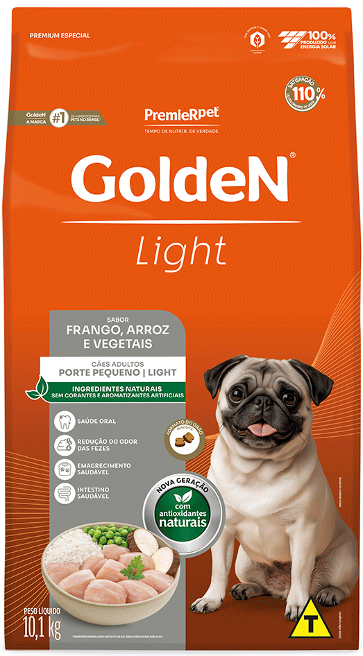Ração Seca PremieR Pet Golden Formula Cães Adultos Light Mini Bits Frango e Arroz - 10Kg