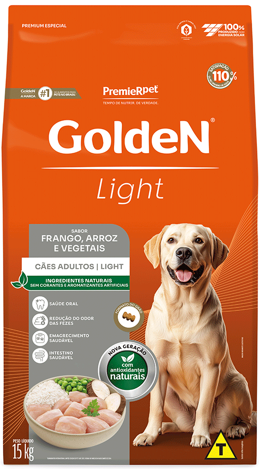 Ração Premier Golden Cães Adultos Light Frango e Arroz - 15Kg